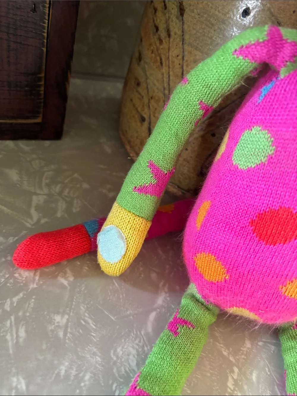 Plush Polka-Dot Monkey Toy - Pink & Green